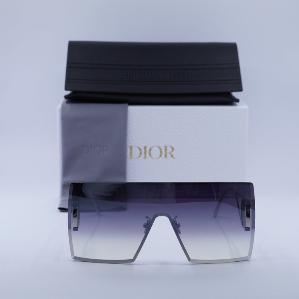 Dior 30MONTAIGNE M1U F0A6 Shield Rimless Sunglasses - Silver / Grey - Picture 8 of 12